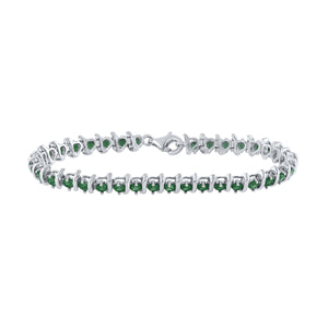 Emerald Elegance: Sterling Silver Round Lab - Created Emerald Tennis Bracelet - Splendid Jewellery