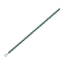 Load image into Gallery viewer, Emerald Elegance: Sterling Silver Round Lab-Created Emerald Tennis Bracelet  Side View from Splendid Jewellery