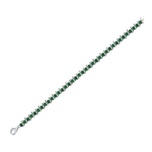 Emerald Elegance: Sterling Silver Round Lab - Created Emerald Tennis Bracelet - Splendid Jewellery