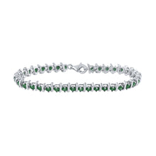 Load image into Gallery viewer, Emerald Elegance: Sterling Silver Round Lab - Created Emerald Tennis Bracelet - Splendid Jewellery