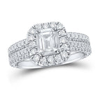 Emerald Enchantment 14kt White Gold Diamond Halo Bridal Wedding Ring Band Set - Splendid Jewellery
