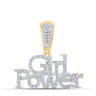 Empowerment Sparkle: 10kt Yellow Gold Women's Round Diamond Girl Power Pendant - Splendid Jewellery