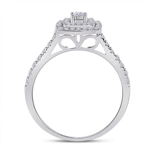 Enchanted Love | 10kt White Gold Diamond Halo Bridal Wedding Ring Set - Splendid Jewellery