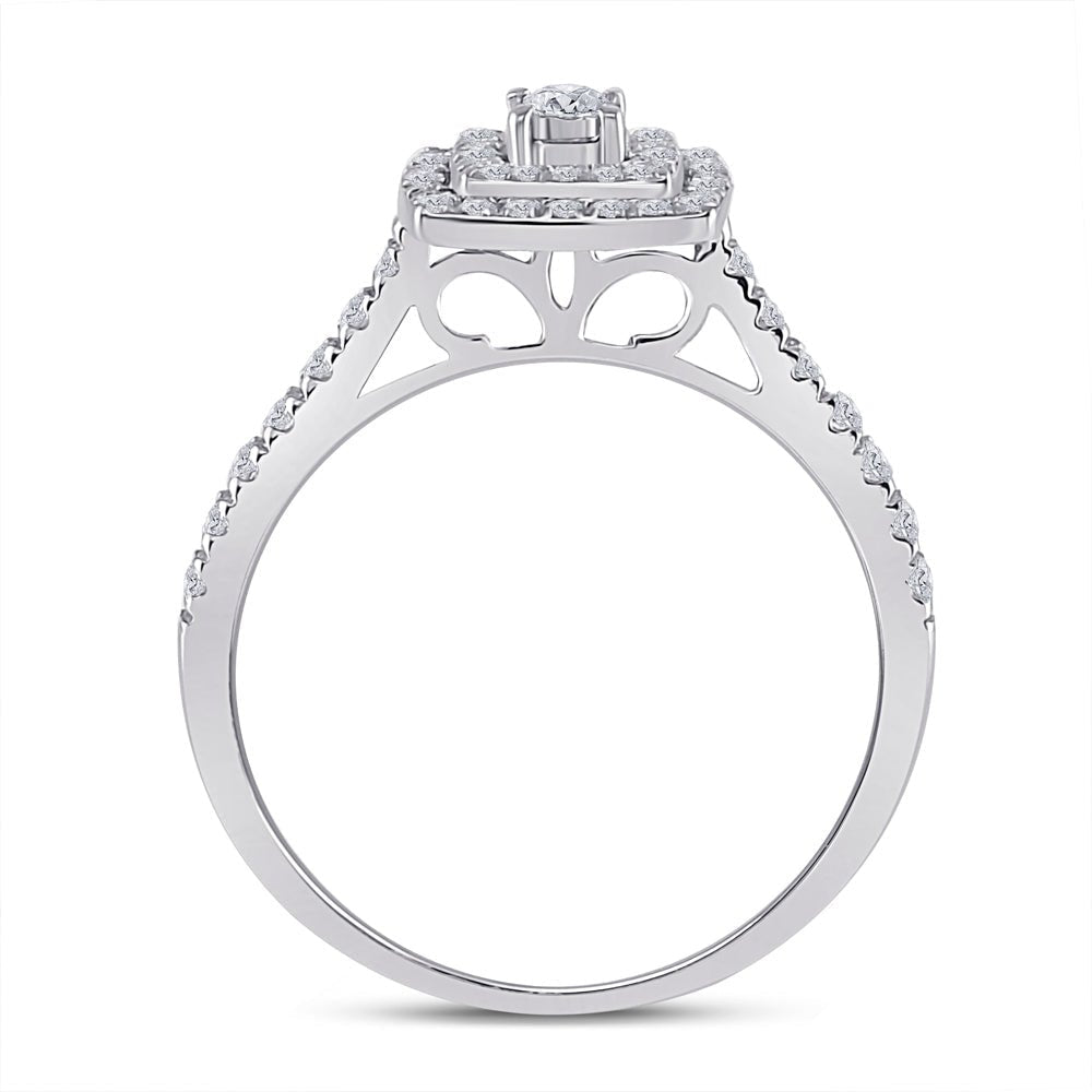 Enchanted Love | 10kt White Gold Diamond Halo Bridal Wedding Ring Set - Splendid Jewellery