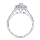 Enchanted Love | 10kt White Gold Diamond Halo Bridal Wedding Ring Set - Splendid Jewellery