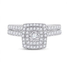 Enchanted Love | 10kt White Gold Diamond Halo Bridal Wedding Ring Set - Splendid Jewellery