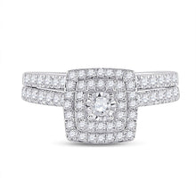Load image into Gallery viewer, Enchanted Love | 10kt White Gold Diamond Halo Bridal Wedding Ring Set - Splendid Jewellery
