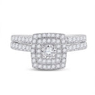 Enchanted Love | 10kt White Gold Diamond Halo Bridal Wedding Ring Set - Splendid Jewellery