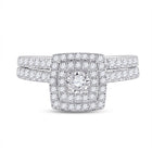 Enchanted Love | 10kt White Gold Diamond Halo Bridal Wedding Ring Set - Alternate view 4 from Splendid Jewellery