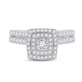 Enchanted Love | 10kt White Gold Diamond Halo Bridal Wedding Ring Set - Alternate view 4 from Splendid Jewellery
