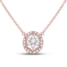 Enchanted Rose Diamond Pendant Necklace | 14kt Rose Gold Womens Round Diamond Floral Cluster Necklace 1/3 Cttw | Splendid Jewellery - Splendid Jewellery