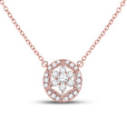 Enchanted Rose Diamond Pendant Necklace | 14kt Rose Gold Womens Round Diamond Floral Cluster Necklace 1/3 Cttw | Splendid Jewellery - Splendid Jewellery