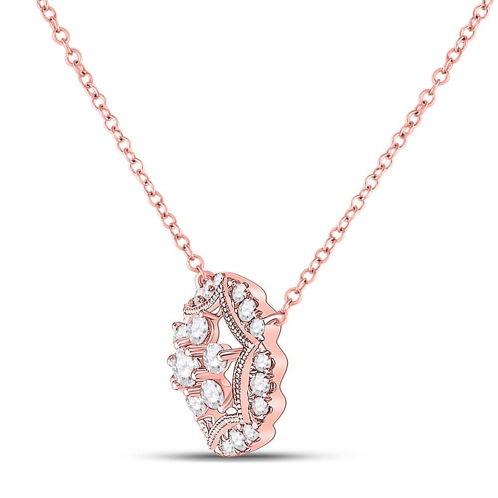 Enchanted Rose Diamond Pendant Necklace | 14kt Rose Gold Womens Round Diamond Floral Cluster Necklace 1/3 Cttw | Splendid Jewellery - Splendid Jewellery