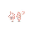Enchanted Rose Gold Unicorn Diamond Earrings - Splendid Jewellery