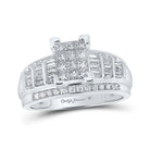 Enchanting 10kt White Gold Princess Diamond Cluster Bridal Wedding Engagement Ring 7/8 Cttw - Splendid Jewellery