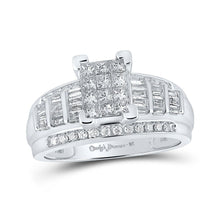Load image into Gallery viewer, Enchanting 10kt White Gold Princess Diamond Cluster Bridal Wedding Engagement Ring 7/8 Cttw - Splendid Jewellery