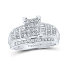 Enchanting 10kt White Gold Princess Diamond Cluster Bridal Wedding Engagement Ring 7/8 Cttw - Splendid Jewellery