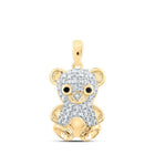 Enchanting 10kt Yellow Gold Diamond Teddy Bear Pendant - Whimsical Animal Jewelry - Splendid Jewellery