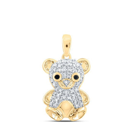Enchanting 10kt Yellow Gold Diamond Teddy Bear Pendant - Whimsical Animal Jewelry - Splendid Jewellery