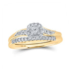 Enchanting 10kt Yellow Gold Princess Diamond Halo Bridal Wedding Ring Band Set 1/3 Cttw | Splendid Jewellery - Splendid Jewellery