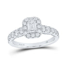 Enchanting 14kt White Gold Emerald Diamond Halo Bridal Wedding Engagement Ring - 1 - 1/2 Cttw - Splendid Jewellery
