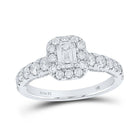 Enchanting 14kt White Gold Emerald Diamond Halo Bridal Wedding Engagement Ring - 1 - 1/2 Cttw - Splendid Jewellery