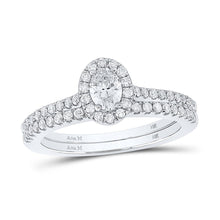 Load image into Gallery viewer, Enchanting 14kt White Gold Oval Diamond Halo Bridal Wedding Ring Set - Splendid Jewellery