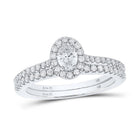 Enchanting 14kt White Gold Oval Diamond Halo Bridal Wedding Ring Set - Splendid Jewellery