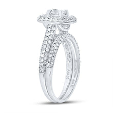 Load image into Gallery viewer, Enchanting 14kt White Gold Princess Diamond Halo Bridal Wedding Ring Band Set Side View 2 from Splendid Jewellery