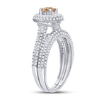 Enchanting 14kt White Gold Womens Round Brown Diamond Bridal Wedding Ring Band Set Side View from Splendid Jewellery