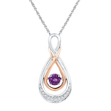 Load image into Gallery viewer, Enchanting Amethyst Teardrop Pendant - 10kt Two-tone Gold with Lab-Created Gemstone and Diamonds Top View from Splendid Jewellery