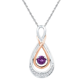 Enchanting Amethyst Teardrop Pendant - 10kt Two-tone Gold with Lab-Created Gemstone and Diamonds Top View from Splendid Jewellery