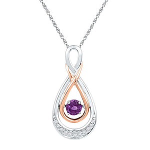 Enchanting Amethyst Teardrop Pendant - 10kt Two - tone Gold with Lab - Created Gemstone and Diamonds - Splendid Jewellery