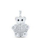Enchanting Bear Pendant with Black Diamond | 10kt White Gold Animal Necklace 1/5 Cttw - Splendid Jewellery