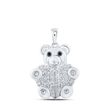 Load image into Gallery viewer, Enchanting Bear Pendant with Black Diamond | 10kt White Gold Animal Necklace 1/5 Cttw - Splendid Jewellery