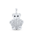 Enchanting Bear Pendant with Black Diamond | 10kt White Gold Animal Necklace 1/5 Cttw - Splendid Jewellery