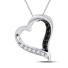 Load image into Gallery viewer, Enchanting Black Diamond Heart Pendant in 10kt White Gold  Top View from Splendid Jewellery