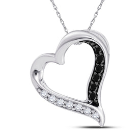Enchanting Black Diamond Heart Pendant in 10kt White Gold  Top View from Splendid Jewellery