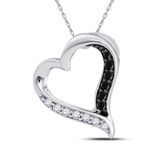 Enchanting Black Diamond Heart Pendant in 10kt White Gold - Splendid Jewellery