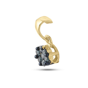 Enchanting Blue Diamond Cluster Pendant | 10kt Yellow Gold Women's Jewelry - Splendid Jewellery