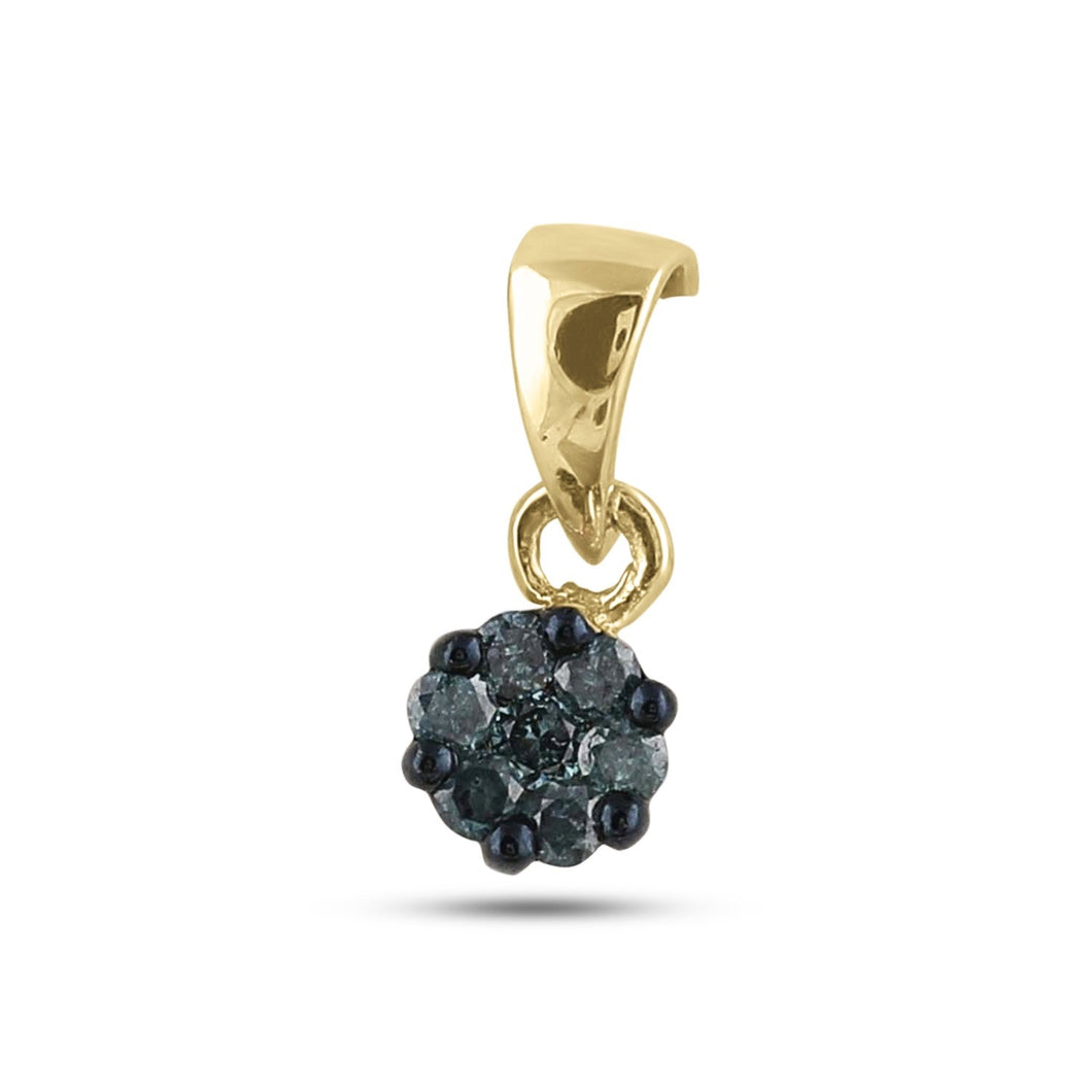 Enchanting Blue Diamond Cluster Pendant | 10kt Yellow Gold Women's Jewelry - Splendid Jewellery