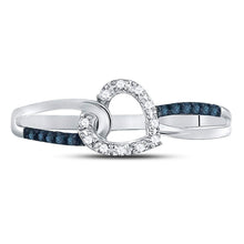 Load image into Gallery viewer, Enchanting Blue Diamond Heart Ring | 10kt White Gold Womens Round Blue Color Enhanced Diamond Captured Heart Ring 1/10 Cttw | Splendid Jewellery - Splendid Jewellery