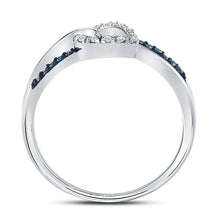 Load image into Gallery viewer, Enchanting Blue Diamond Heart Ring | 10kt White Gold Womens Round Blue Color Enhanced Diamond Captured Heart Ring 1/10 Cttw | Splendid Jewellery - Splendid Jewellery