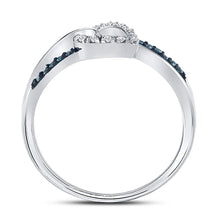 Load image into Gallery viewer, Enchanting Blue Diamond Heart Ring | 10kt White Gold Womens Round Blue Color Enhanced Diamond Captured Heart Ring 1/10 Cttw | Splendid Jewellery - Splendid Jewellery