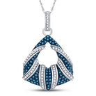 Enchanting Blue Diamond Pendant | 10kt White Gold Womens Round Blue Color Enhanced Diamond Pendant 1/3 Cttw | Splendid Jewellery - Splendid Jewellery