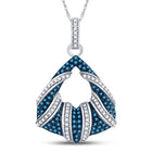 Enchanting Blue Diamond Pendant | 10kt White Gold Womens Round Blue Color Enhanced Diamond Pendant 1/3 Cttw | Splendid Jewellery - Splendid Jewellery