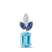 Load image into Gallery viewer, Enchanting Blue Harmony Pendant | 10kt White Gold Womens Emerald Lab - Created Gemstone Fashion Pendant 2 - 5/8 Cttw - Splendid Jewellery