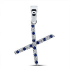 Enchanting Blue Sapphire and Diamond X Letter Pendant in 10kt White Gold - Splendid Jewellery