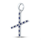 Enchanting Blue Sapphire and Diamond X Letter Pendant in 10kt White Gold - Splendid Jewellery