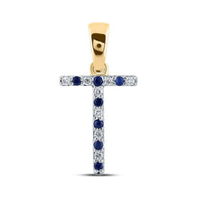 Load image into Gallery viewer, Enchanting Blue Sapphire &amp; Diamond T - Shaped Initial Pendant - Splendid Jewellery